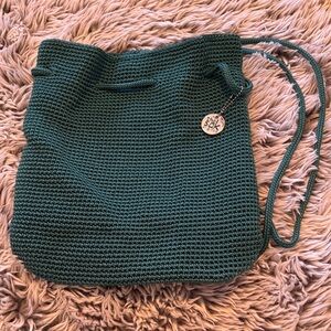 The Sak Deep Teal Crochet Drawstring Backpack Bag